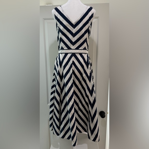 NWOT RALPH LAUREN Chevron Stripe Cotton Midi Dress - Picture 7 of 14